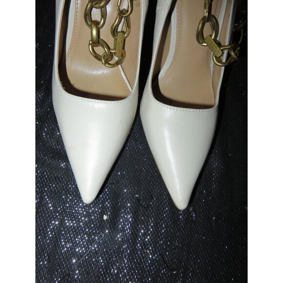 Express Cream Patent Leather Removable Chain Embellished Closure pumps size 7 - Picture 3 of 15